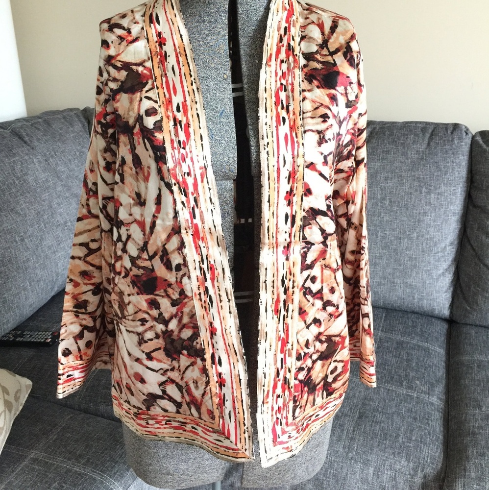 Chico's silk cotton printed lightweight jacket 2